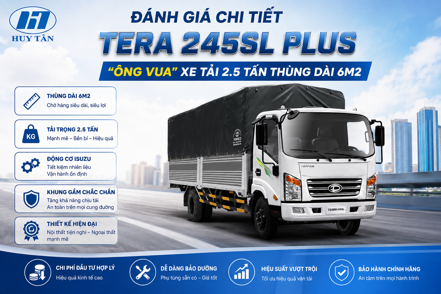 Tera 245SL Plus: "Ông vua" xe tải 2.5 tấn thùng dài 6m2